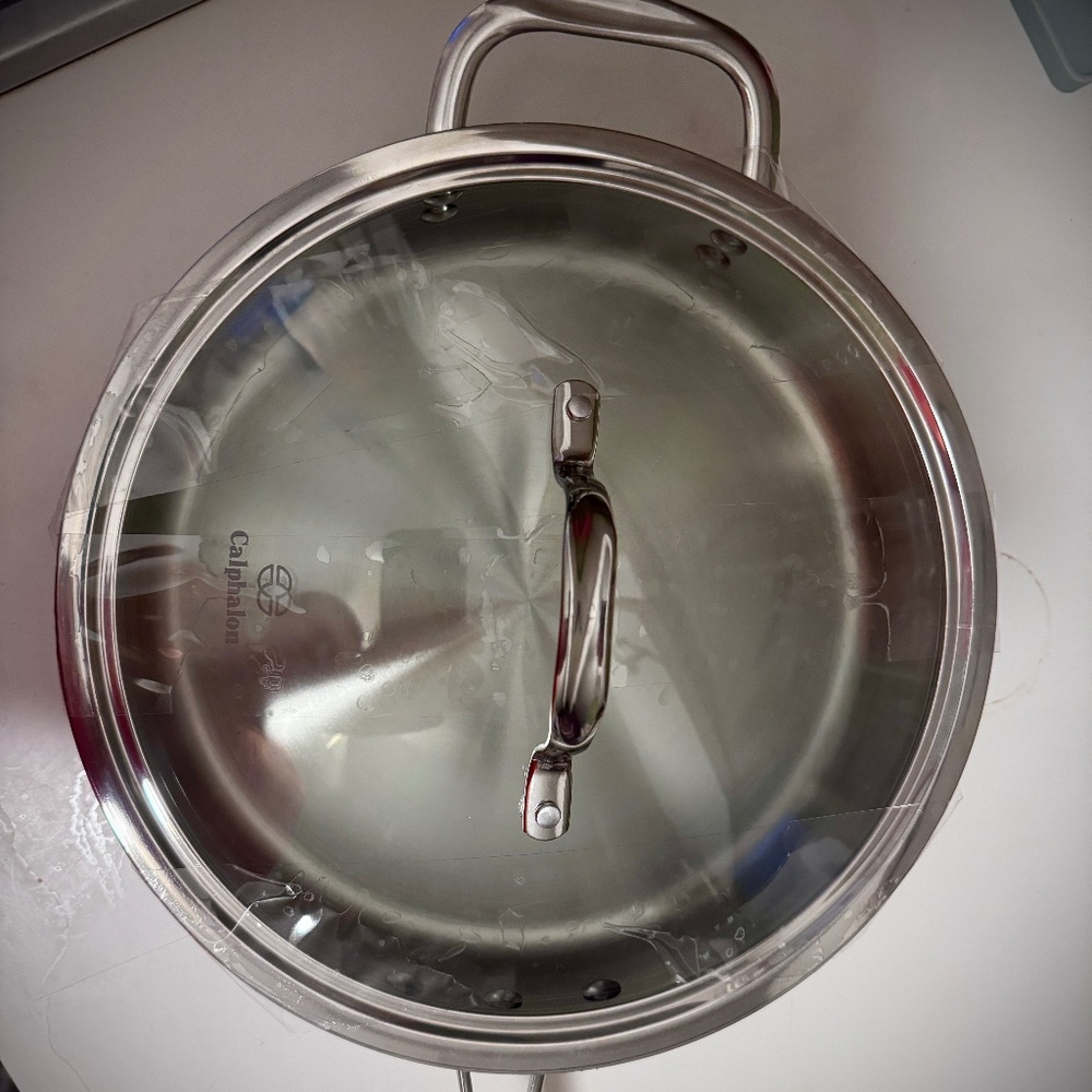 New Calphalon Tri-Ply Stainless Steel 3-Quart Saute Pan With Cover